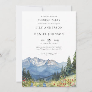 Mountain Wildflower Wedding Evening Party Invitation