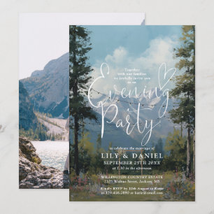 Mountain Wildflower Wedding Evening Party Photo Invitation