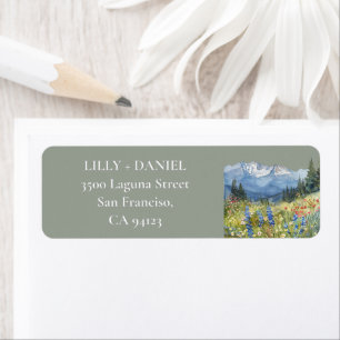 Mountain Wildflowers Sage Green Return Address Label