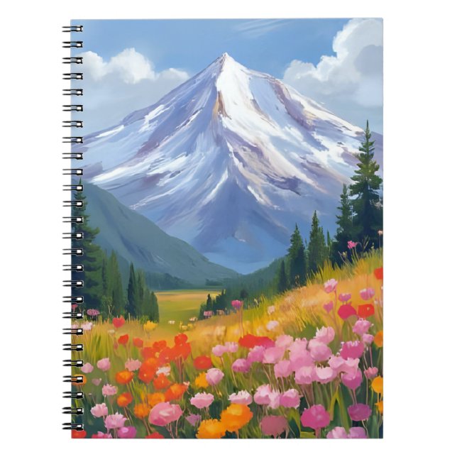Mountain Wildflowers Watercolor Landscape Notebook (Front)