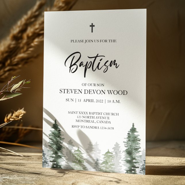 Mountain Winter Elegant Baptism Invitation (Creator Uploaded)