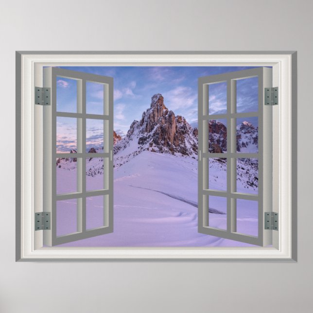 Mountain Winter 🍂 Fake Window Frame Poster (Front)