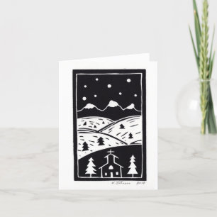 Mountain Winter Linocut Card