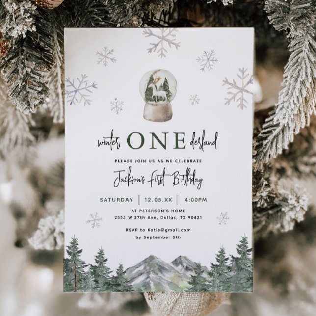 Mountain Winter Onederland 1st Birthday Party Invitation (Creator Uploaded)