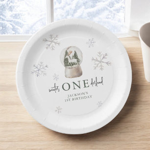 Mountain Winter Onederland 1st Birthday Party Paper Plate