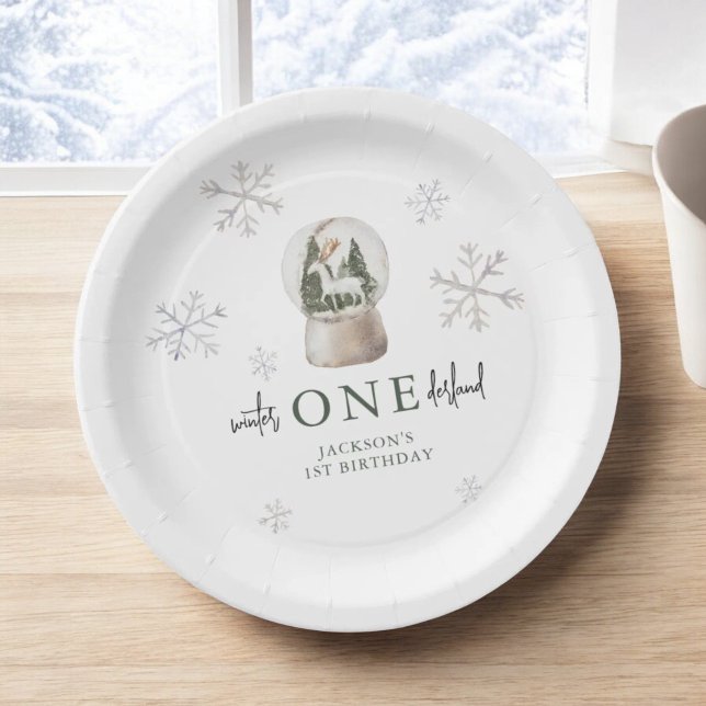 Mountain Winter Onederland 1st Birthday Party Paper Plate (Creator Uploaded)