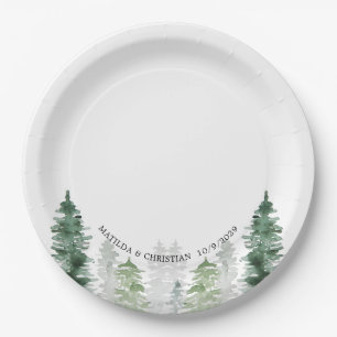 Mountain Winter Wedding Paper Plate