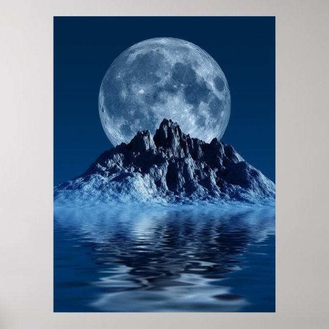 Mountain with Moon Poster (Front)
