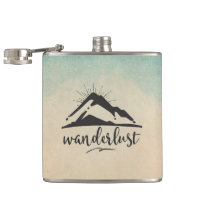 Mountain with Sunrays and Wanderlust Typography
