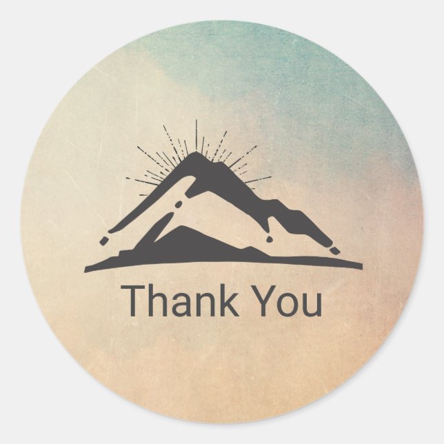 Mountain with Sunrays Thank You Classic Round Sticker (Front)