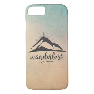 Mountain with Sunrays - Wanderlust Typography iPhone 8/7 Case