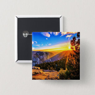 Mountain with sunrise photo 15 cm square badge