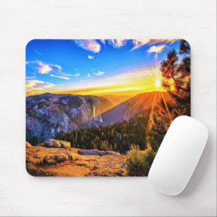 Mountain with sunrise photo mouse pad