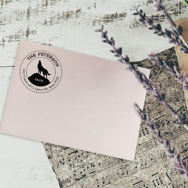 Mountain Wolf Pack, Animal Return Address  Rubber Stamp (Creator Uploaded)