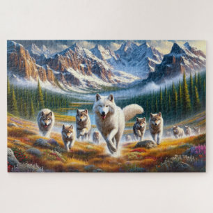Mountain Wolf Pack, Wolf Family, Wilderness Jigsaw Puzzle