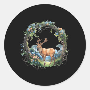 Mountain Woodland Animals Deer Nature Classic Round Sticker