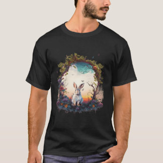 Mountain Woodland Animals Rabbit Nature Floral T-Shirt