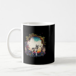 Mountain Woodland Animals Wolf Nature Floral Coffee Mug