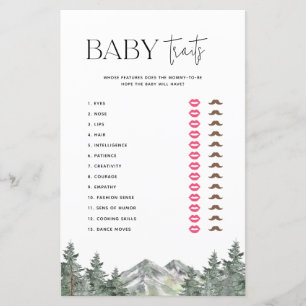 Mountain Woodland Baby Shower Baby Traits Game
