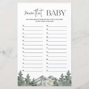 Mountain Woodland Baby Shower Name That Baby Game