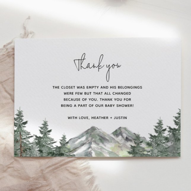 Mountain Woodland Baby Shower Thank You Cards (Creator Uploaded)