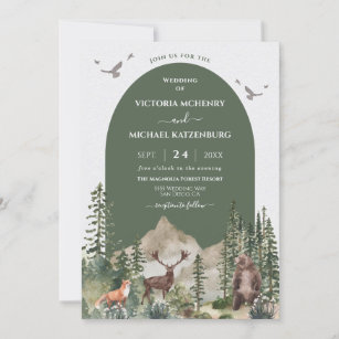 Mountain Woodland forest Animals Wedding Arch Invitation