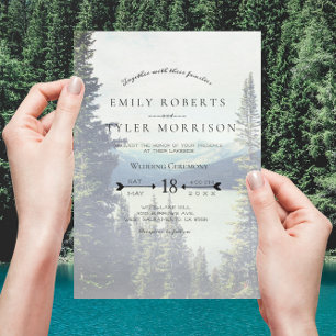 Mountain Woodland Forest Lakeside Wedding © Invitation