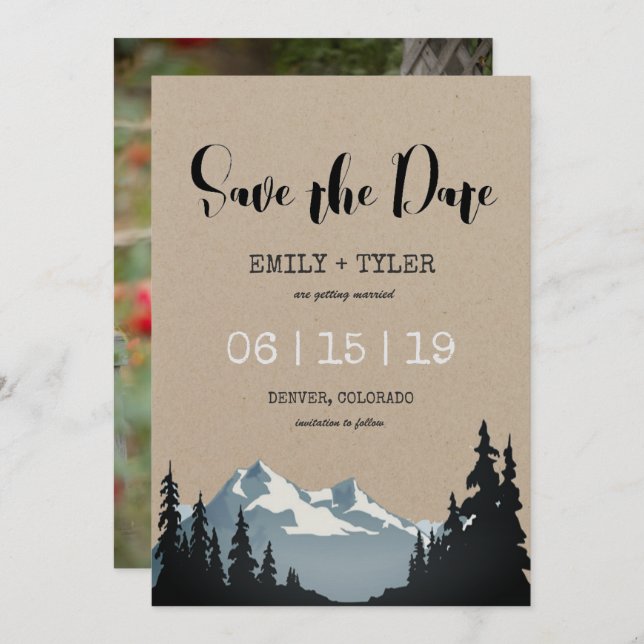 Mountain Woodland Forest Wedding Save The Date Invitation (Front/Back)