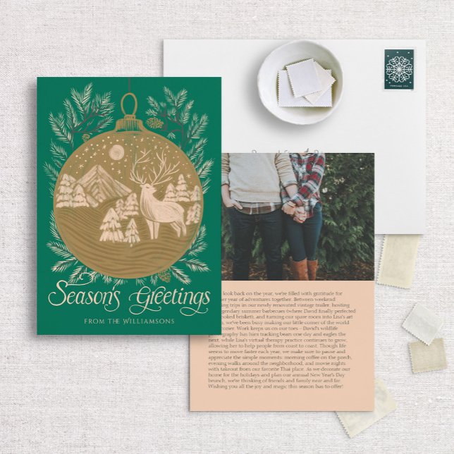 Mountain Woodland Ornament Illustrated Christmas Holiday Card (Creator Uploaded)