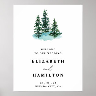 Mountain Woodland Wedding Welcome Sign, Welcome Poster