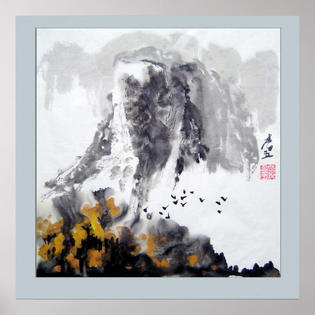 Mountain, Woods and Flowers - Chinese Art Poster (Front)