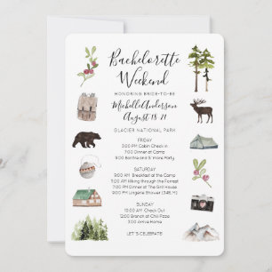 Mountain Woods Bachelorette Weekend Itinerary Invi Invitation