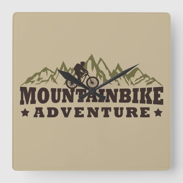 Mountainbike adventure square wall clock (Front)