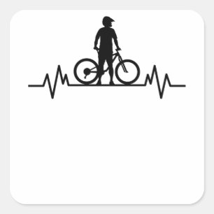 Mountainbike Heartbeat Mountain Bike Cycling Gift Square Sticker