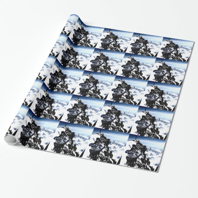 Mountaineer Achievement Snow Winter Wrapping Paper (Unrolled)