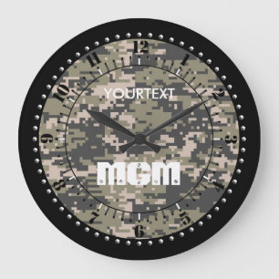 Mountaineer Digital Camouflage Personalised Large Clock