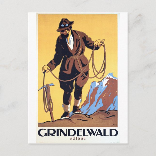 Mountaineer in Grindelwald, Switzerland Postcard (Front)