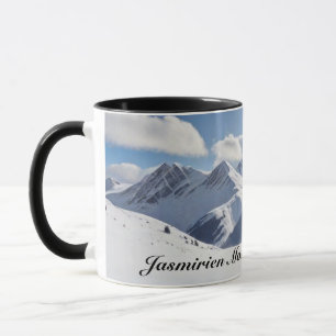 Mountaineering with Climber Silhouette and Mtns Mug