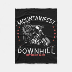 Mountainfest Downhill Motorbike Race Graphic Motor Fleece Blanket