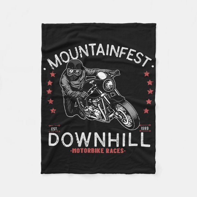 Mountainfest Downhill Motorbike Race Graphic Motor Fleece Blanket (Front)