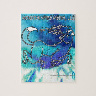 MountainFire Coyote Leaping over Volcano Design 2 Jigsaw Puzzle