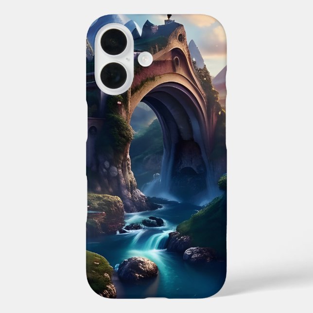 Mountainous Bridge Over Waterfalls Case-Mate iPhone Case (Back)