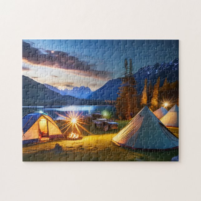 Mountainous Campsite 3 Photo Puzzles Internet Jigs (Horizontal)