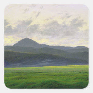 Mountainous landscape square sticker