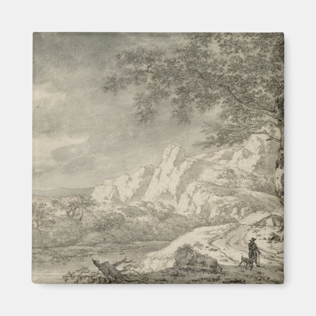 Mountainous Landscape with a Hiker Magnet (Front)