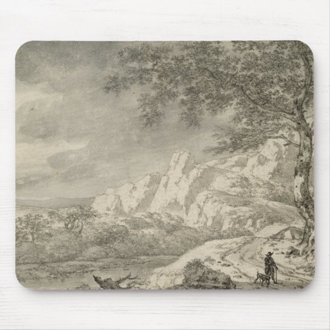 Mountainous Landscape with a Hiker Mouse Pad (Front)