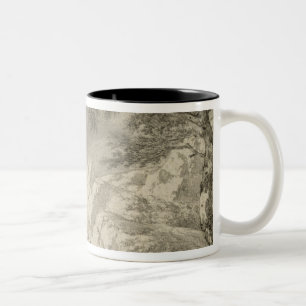 Mountainous Landscape with a Hiker Two-Tone Coffee Mug