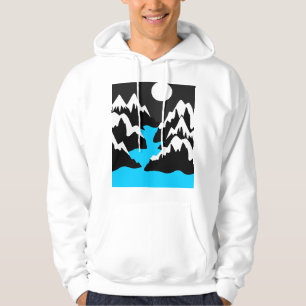 Mountainous ranges with flowing river night ocean hoodie
