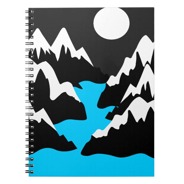 Mountainous  ranges with flowing river night ocean notebook (Front)