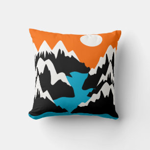 Mountainous with flowing ranges river landscape cushion